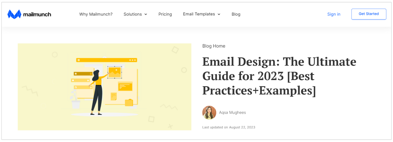 publicación del blog sobre diseño de correo electrónico